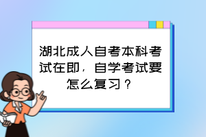 湖北成人自考本科考試在即，自學(xué)考試要怎么復(fù)習(xí)？