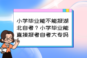 小學(xué)畢業(yè)能不能報(bào)湖北自考？小學(xué)畢業(yè)能直接報(bào)考自考大專嗎？