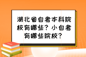 湖北省自考本科院校有哪些？小自考有哪些院校？