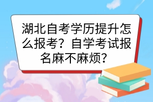 湖北自考學(xué)歷提升怎么報考？自學(xué)考試報名麻不麻煩？