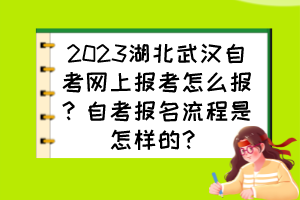 2023湖北武漢自考網(wǎng)上報(bào)考怎么報(bào)？自考報(bào)名流程是怎樣的？