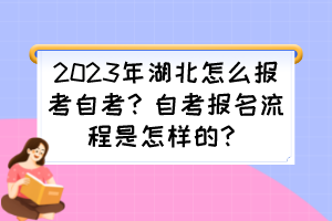 2023年湖北怎么報考自考？自考報名流程是怎樣的？