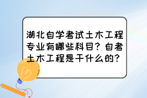 湖北自學考試土木工程專業(yè)有哪些科目？自考土木工程是干什么的？