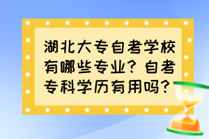 湖北大專自考學(xué)校有哪些專業(yè)？自考專科學(xué)歷有用嗎？