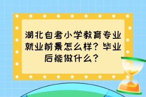 湖北自考小學教育專業(yè)就業(yè)前景怎么樣？畢業(yè)后能做什么？