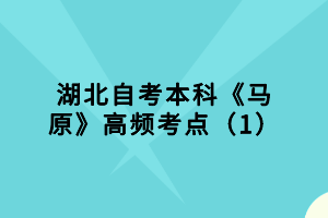 湖北自考本科《馬原》高頻考點(diǎn)（1）