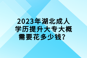 2023年湖北成人學(xué)歷提升大專(zhuān)大概需要花多少錢(qián)？