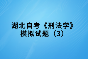 湖北自考《刑法學》模擬試題（3）