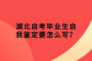 湖北自考畢業(yè)生自我鑒定要怎么寫？