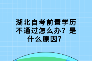 湖北自考前置學歷不通過怎么辦？是什么原因？