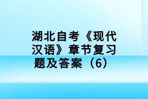 湖北自考《現(xiàn)代漢語》章節(jié)復習題及答案（6）