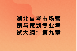 湖北自考市場營銷與策劃專業(yè)考試大綱：第九章