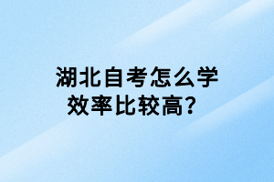 湖北自考怎么學(xué)效率比較高？