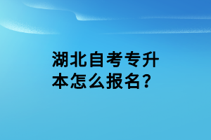 湖北自考專升本怎么報名？