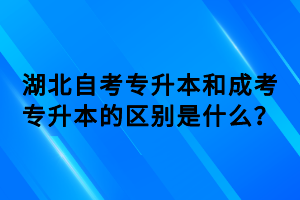 湖北自考專升本和成考專升本的區(qū)別是什么？