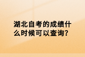 湖北自考的成績什么時候可以查詢？