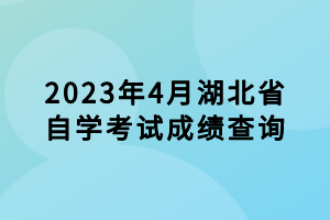 2023年4月湖北省自學(xué)考試成績查詢