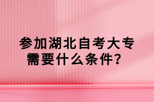 參加湖北自考大專需要什么條件？