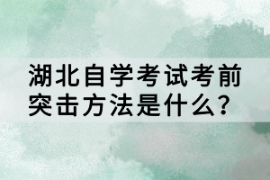 湖北自學考試考前突擊方法是什么？