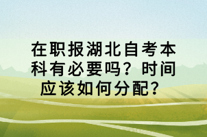 在職報(bào)湖北自考本科有必要嗎？時(shí)間應(yīng)該如何分配？