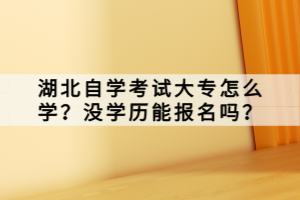 湖北自學(xué)考試大專怎么學(xué)？沒學(xué)歷能報(bào)名嗎？