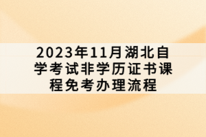 2023年11月湖北自學考試非學歷證書課程免考辦理流程