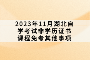 2023年11月湖北自學考試非學歷證書課程免考其他事項