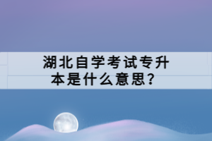 湖北自學(xué)考試專升本是什么意思？