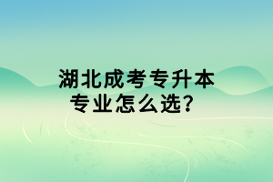 湖北成考專升本專業(yè)怎么選？