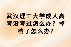 武漢理工大學(xué)成人高考沒(méi)考過(guò)怎么辦？掉檔了怎么辦?