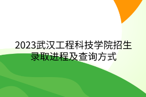 2023武漢工程科技學(xué)院招生錄取進(jìn)程及查詢方式