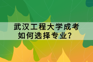 武漢工程大學(xué)成考如何選擇專業(yè)？