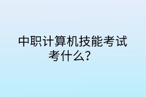 中職計(jì)算機(jī)技能考試考什么？