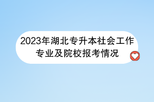 2023年湖北專升本社會工作專業(yè)及院校報(bào)考情況