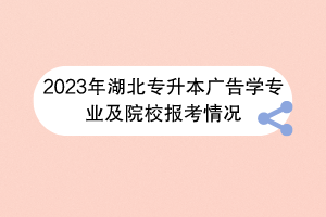 2023年湖北專升本廣告學(xué)專業(yè)及院校報(bào)考情況