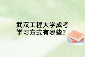 武漢工程大學(xué)成考學(xué)習(xí)方式有哪些？