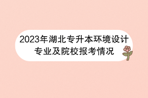 2023年湖北專升本環(huán)境設(shè)計專業(yè)及院校報考情況