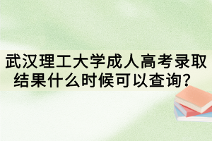 武漢理工大學成人高考錄取結果什么時候可以查詢？