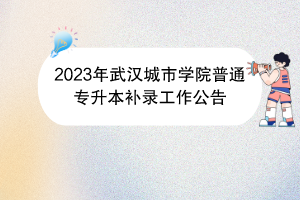 2023年武漢城市學(xué)院普通專升本補(bǔ)錄工作公告