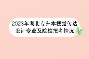 2023年湖北專升本視覺傳達(dá)設(shè)計專業(yè)及院校報考情況