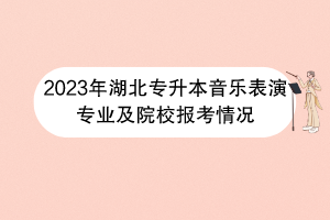 2023年湖北專升本音樂表演專業(yè)及院校報考情況