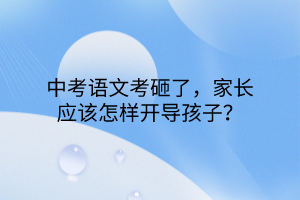 中考語文考砸了，家長應該怎樣開導孩子？