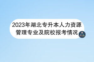 2023年湖北專升本人力資源管理專業(yè)及院校報(bào)考情況