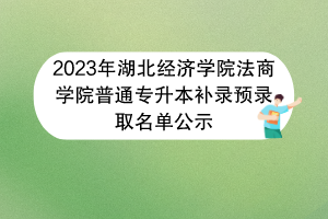 2023年湖北經(jīng)濟(jì)學(xué)院法商學(xué)院普通專升本補(bǔ)錄預(yù)錄取名單公示