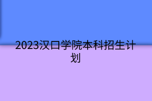 2023漢口學(xué)院本科招生計劃