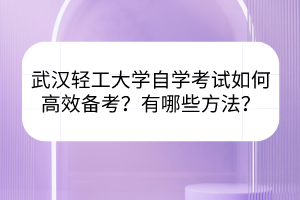 武漢輕工大學自學考試如何高效備考？有哪些方法？