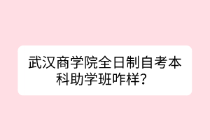 武漢商學(xué)院全日制自考本科助學(xué)班咋樣？