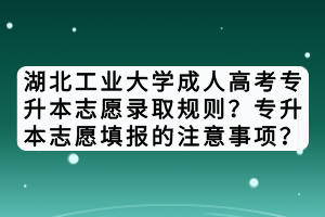 湖北工業(yè)大學(xué)成人高考專升本志愿錄取規(guī)則？專升本志愿填報(bào)的注意事項(xiàng)？