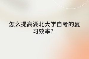怎么提高湖北大學(xué)自考的復(fù)習(xí)效率？