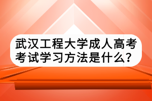 武漢工程大學(xué)成人高考考試學(xué)習(xí)方法是什么？